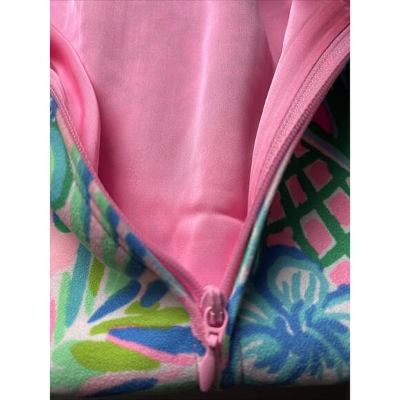 Lilly Pulitzer Donna Romper 12 Womens Pink Green Floral Side Tie Coconut Row New - Picture 15 of 16